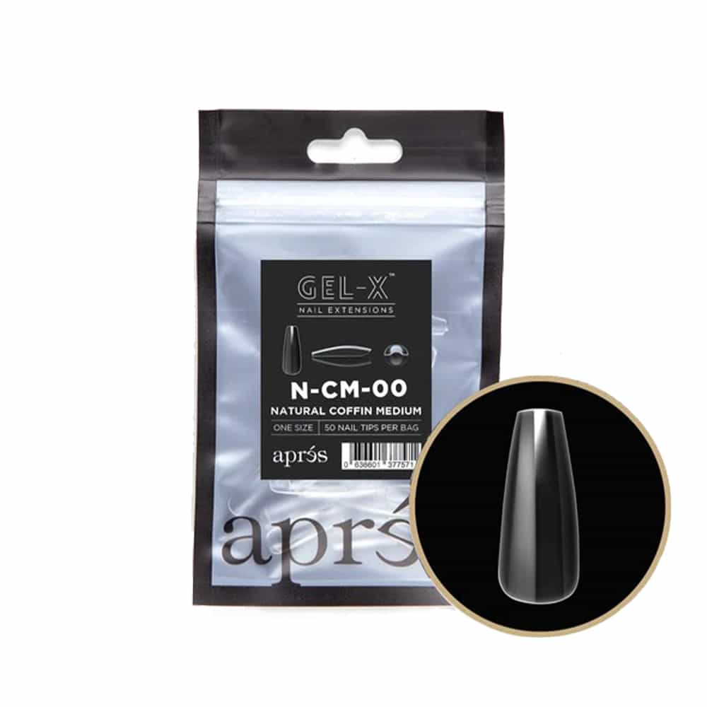 White Smoke Apres Gel-X Individual Tips Natural Coffin Medium 50PK NCM00