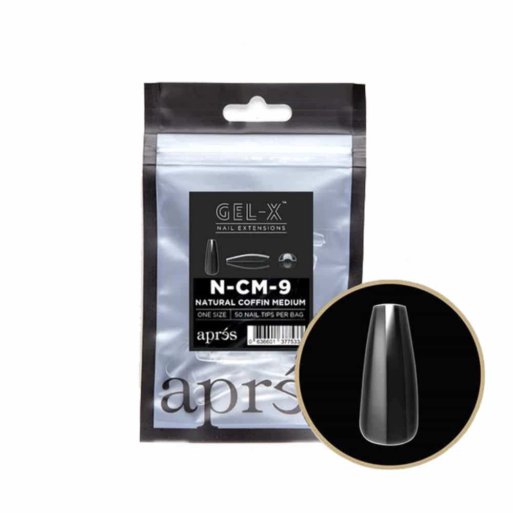 White Smoke Apres Gel-X Individual Tips Natural Coffin Medium 50PK NCM9