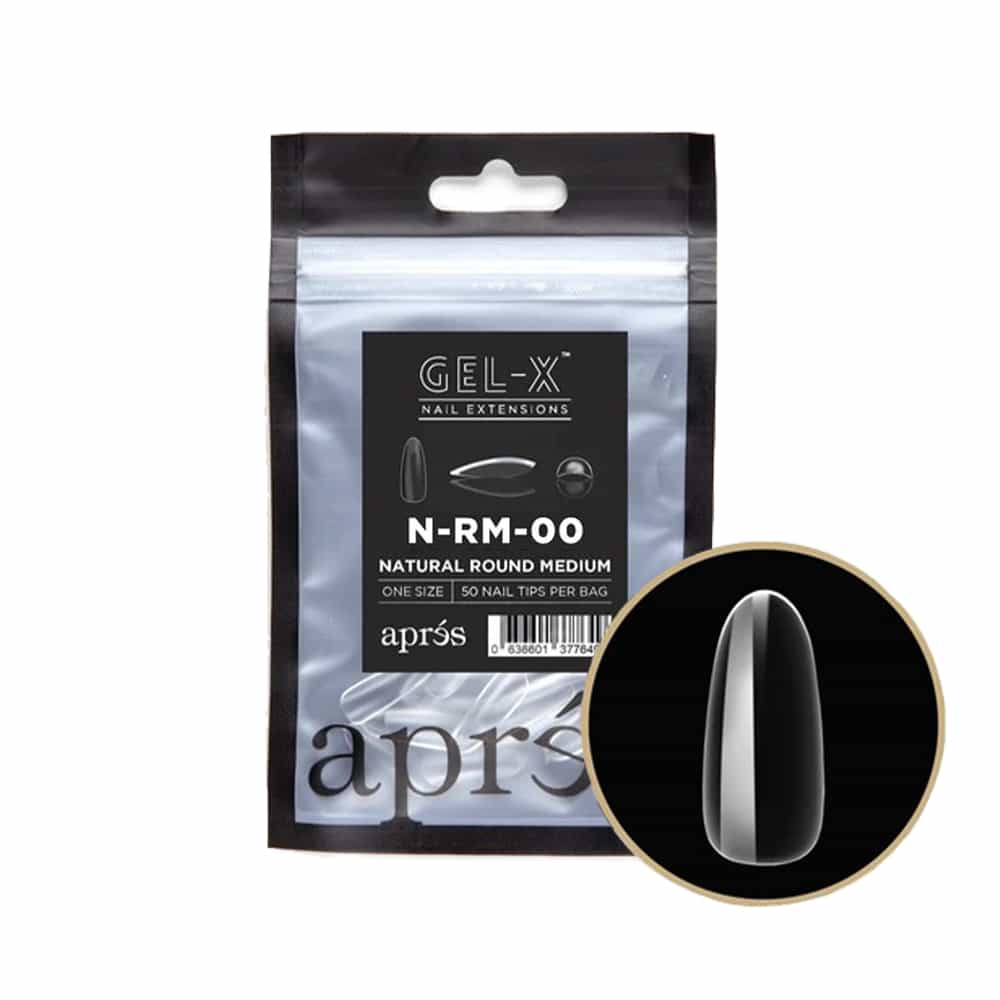 White Smoke Apres Gel-X Individual Tips Natural Round Medium 50PK NRM00