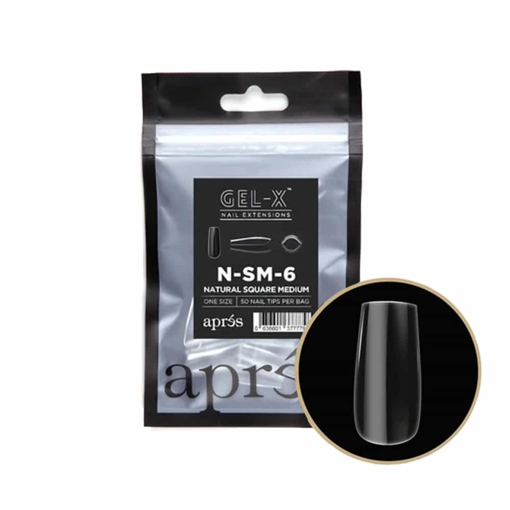 White Smoke Apres Gel-X Individual Tips Natural Square Medium 50PK NSM6
