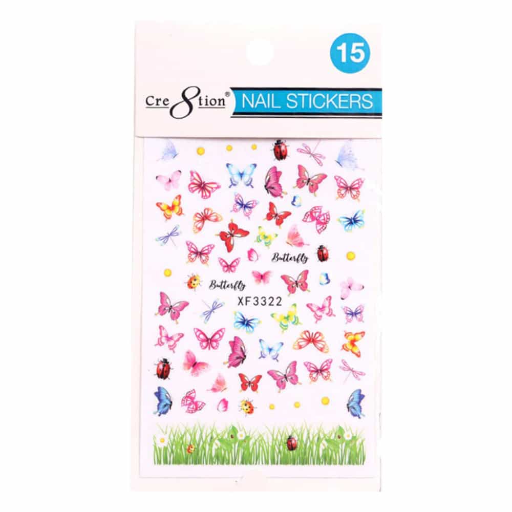White Smoke Cre8tion Nail Art Sticker Butterfly 15 1101-1126