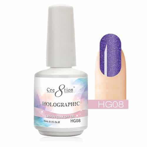 White Smoke Cre8tion Holographic LED/UV Soak Off Gel 0.5 oz/15ml - HG08