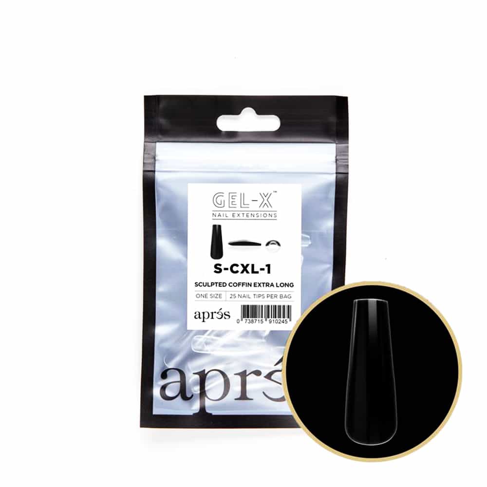 White Smoke Apres Gel-X Tips Sculpted Coffin Extra Long 25PK SCXL1/10252