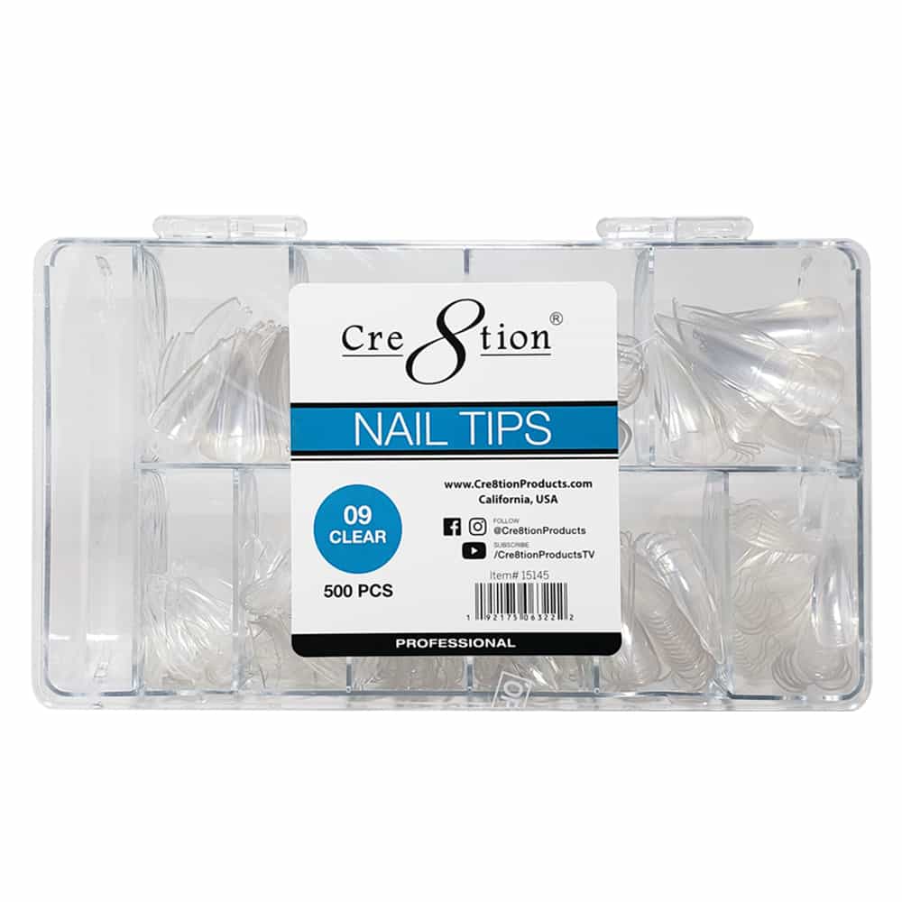 Light Gray Cre8tion Nail Tips 500pcs 09 Clear Super Curve Stellito15145
