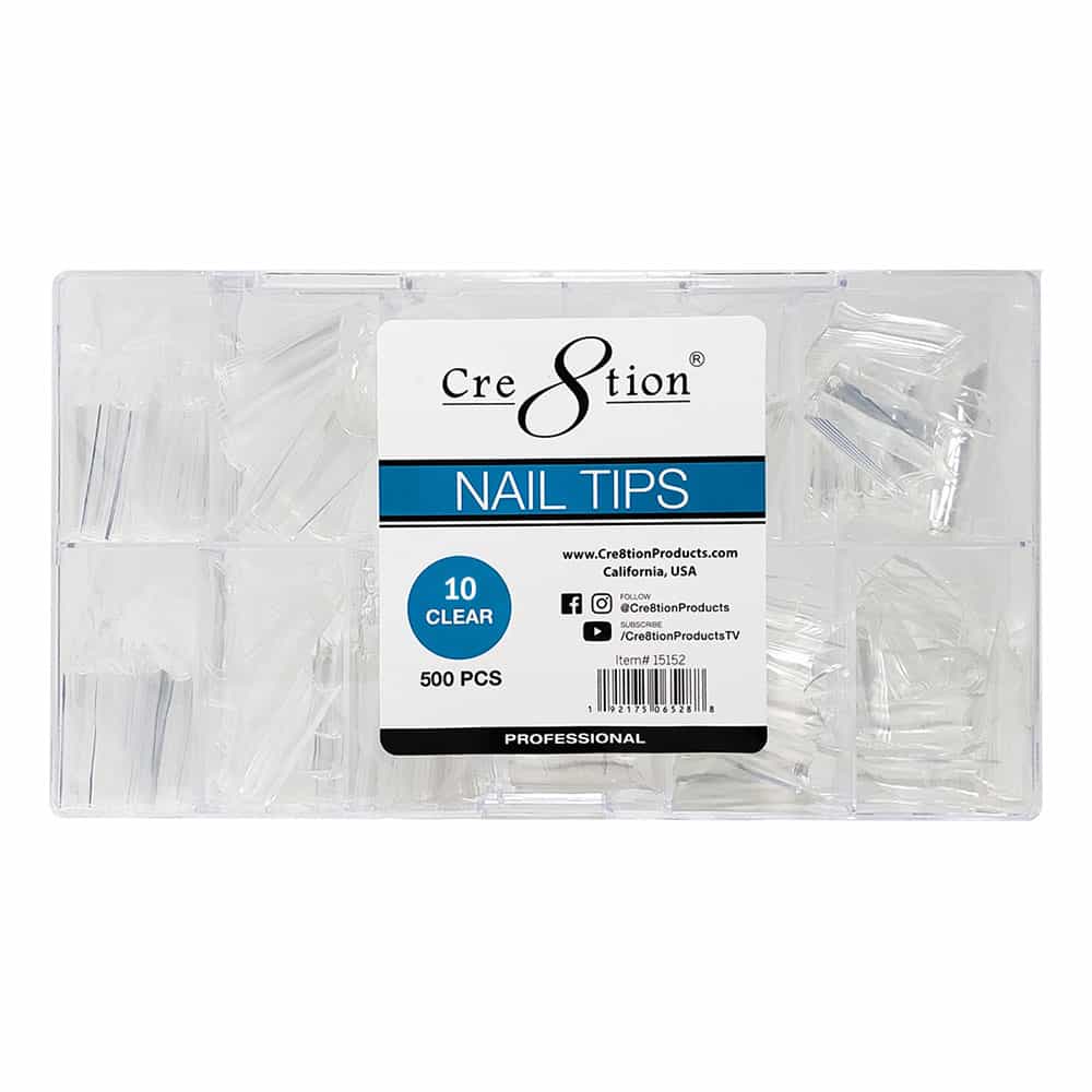 Light Gray Cre8tion Nail Tips 500 pcs 10 Clear Straight 15147