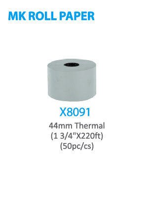 X8091 MK Roll Paper 44mm Thermal (1 3/4" x 220ft) 50pc/cs -pc