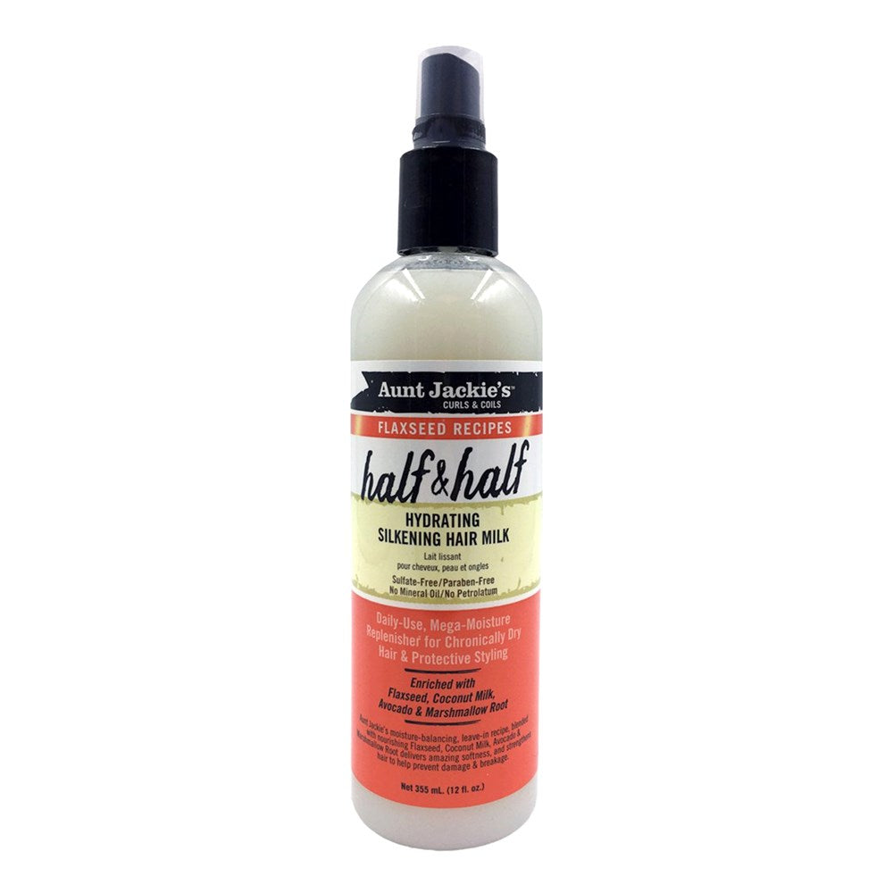 White Smoke AUNT JACKIE'S Flaxseed Half&Half Hydrating Silkening Hair Milk (12oz)