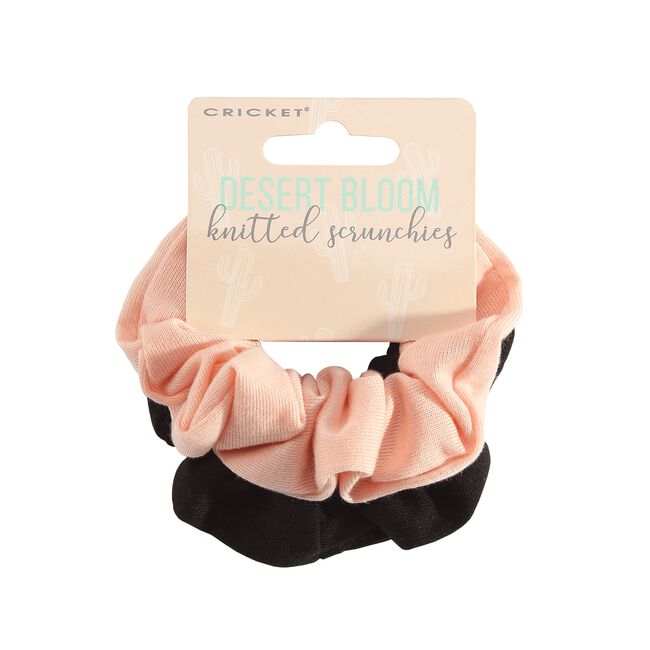 White Smoke Cricket Desert Bloom Knitted Scrunchies - Apricot & Black