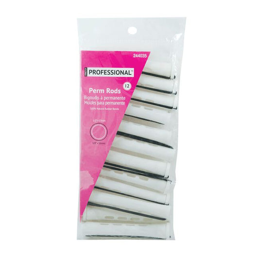 Light Gray Salon Care White Long Curved Perm Rods 12 Pack