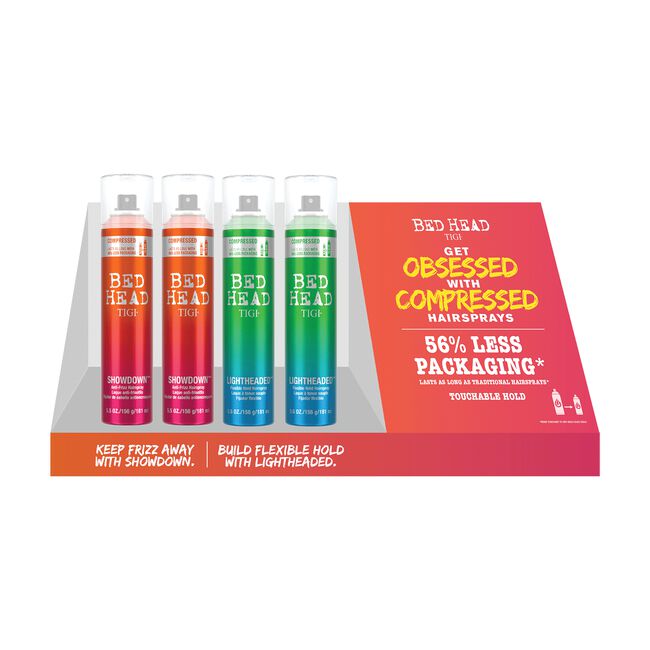 TIGI Bed Head Showdown & Lightheaded Compressed Hairspray Display