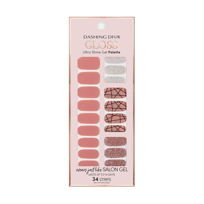 Light Gray Dashing Diva Rose Sparkle Gloss Ultra Shine Gel Strips