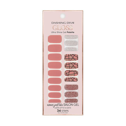 Light Gray Dashing Diva Rose Sparkle Gloss Ultra Shine Gel Strips
