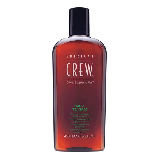White Smoke American Crew 3-in-1 Tea Tree Shampoo, Conditioner & Body Wash