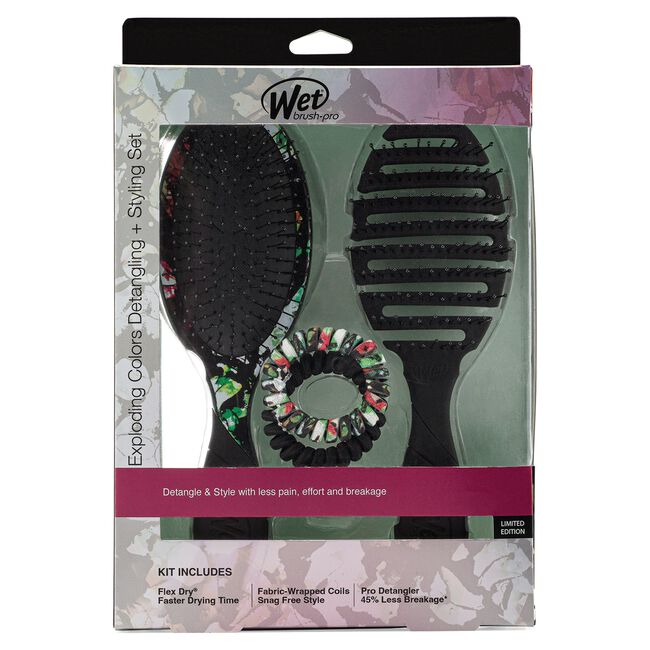 Black Wet Brush Exploding Colors Detangling & Styling Set