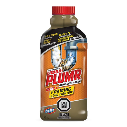 White Smoke CLOROX LIQUID PLUMR Clog Destroyer + Foaming Clog Fighter (502ML)