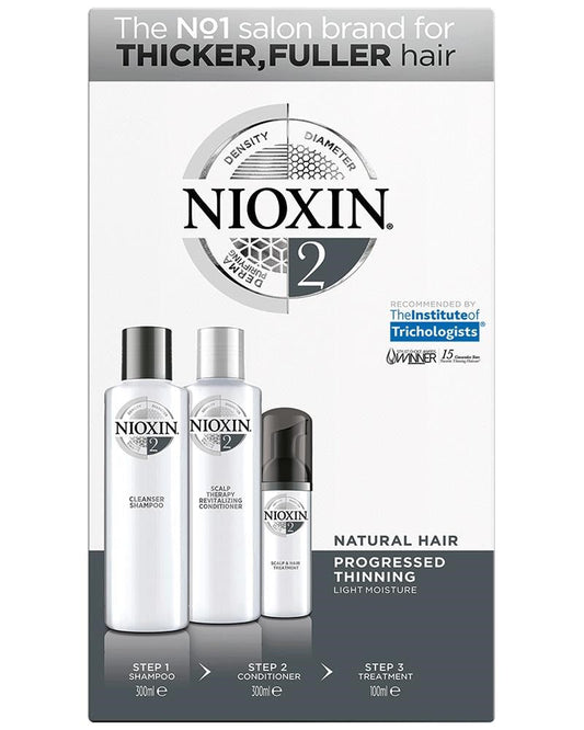 White Smoke NIOXIN Kit System 2 Cleanser (300ml) + Scalp Therapy (300ml) + Scalp Treatment (100ml)