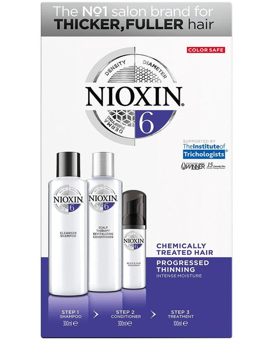 White Smoke NIOXIN Kit System 6 Cleanser (300ml) + Scalp Therapy (300ml) + Scalp Treatment (100ml)