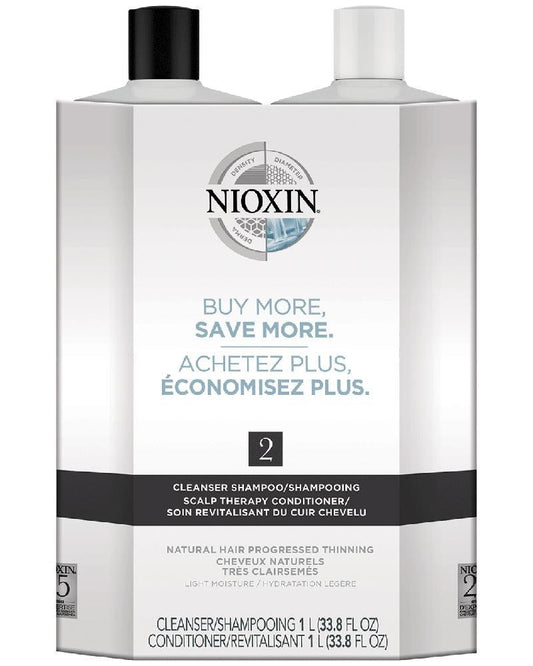 White Smoke NIOXIN System 2 Duo Cleanser (1L) + Scalp Therapy (1L)