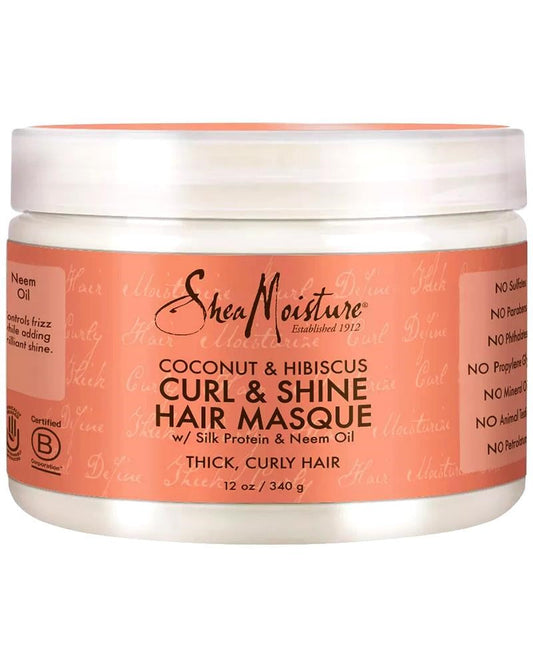 White Smoke SHEA MOISTURE Coconut &amp; Hibiscus Curl &amp; Shine Hair Masque (12oz)