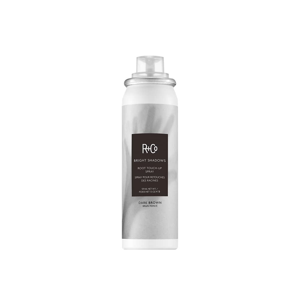 Gray R+Co Bright Shadows Root Touch up Spray, Dark Brown, 1.5 Oz