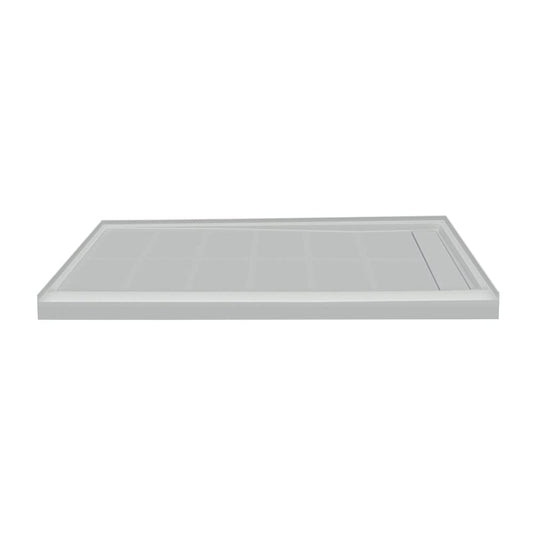 Gray Transolid FL6034R-39 Linear 60-in W x 34-in L Rectangular Alcove Concealed End Drain Shower Base with Right Hand Drain, Grey