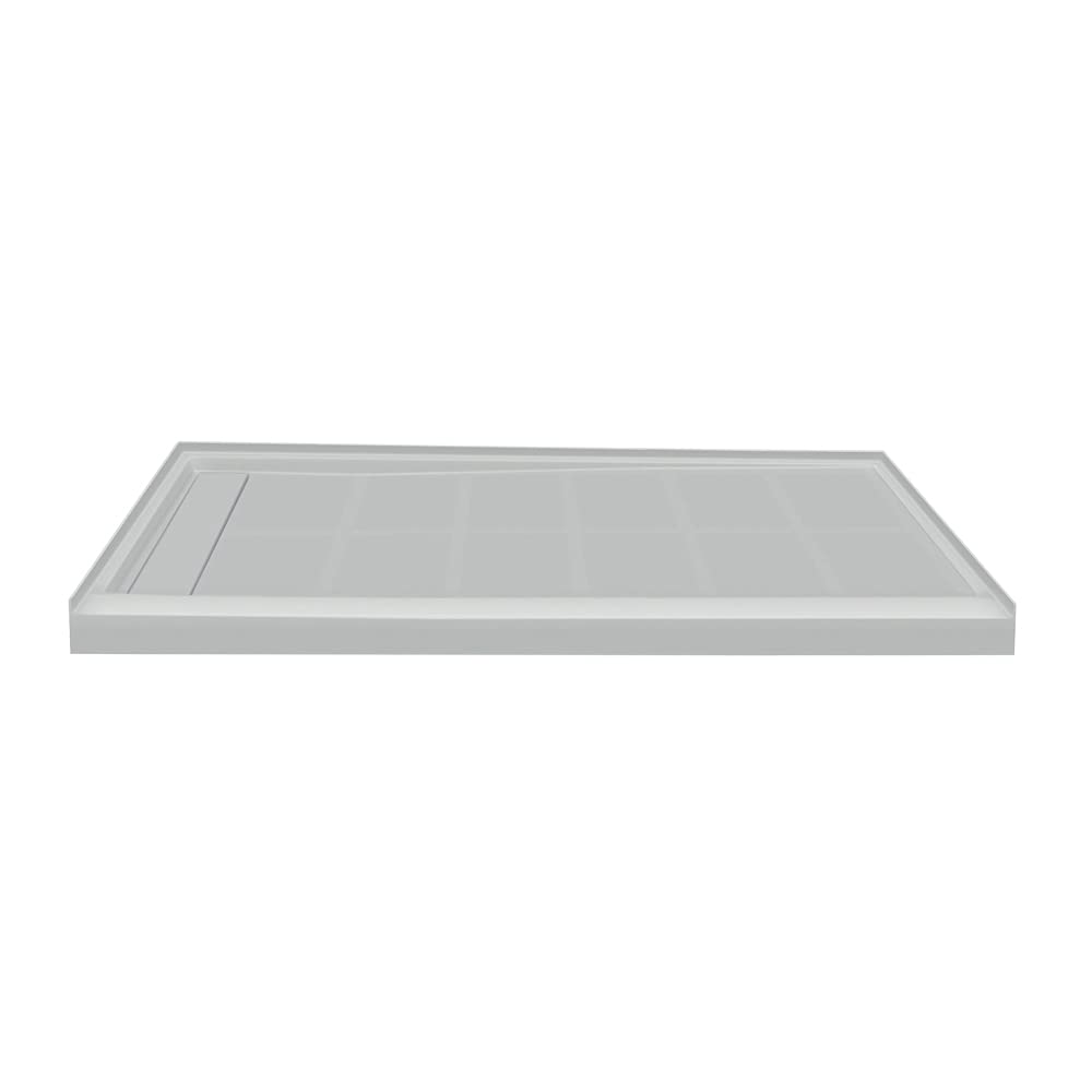 Gray Transolid FL6036L-39 Linear 60-in L x 36-in W Rectangular Alcove Concealed End Drain Shower Base with Left Hand Drain, Grey