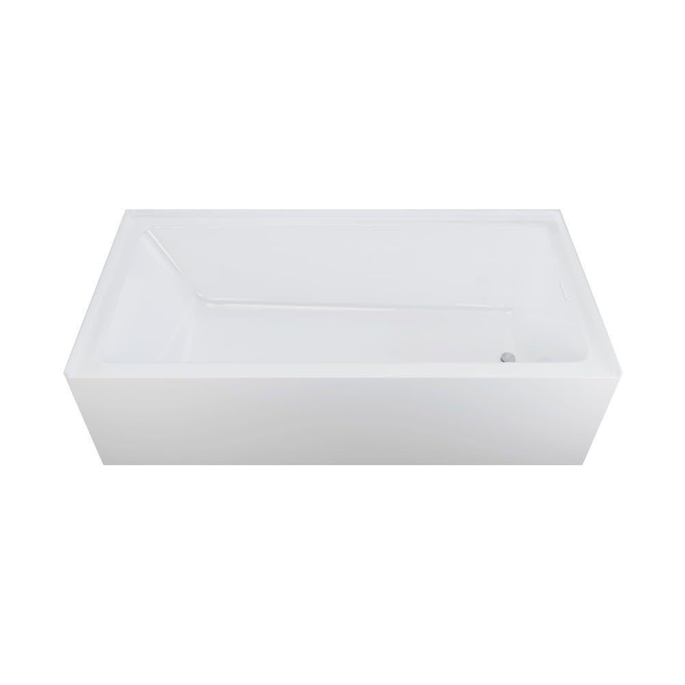 Lavender Swiss Madison Voltaire 72 x 32 Skirted Right Drain Soaking Alcove Bathtub in Glossy White, Drain Included