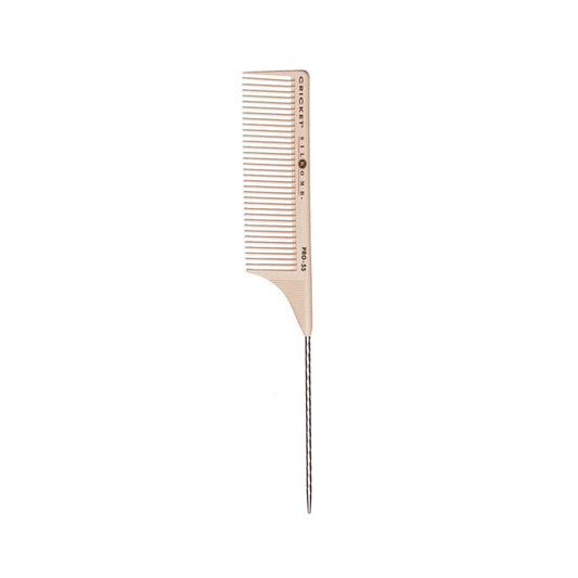 White Smoke Cricket Silkomb Pro-55 Wide Toothed Metal Rattail Comb