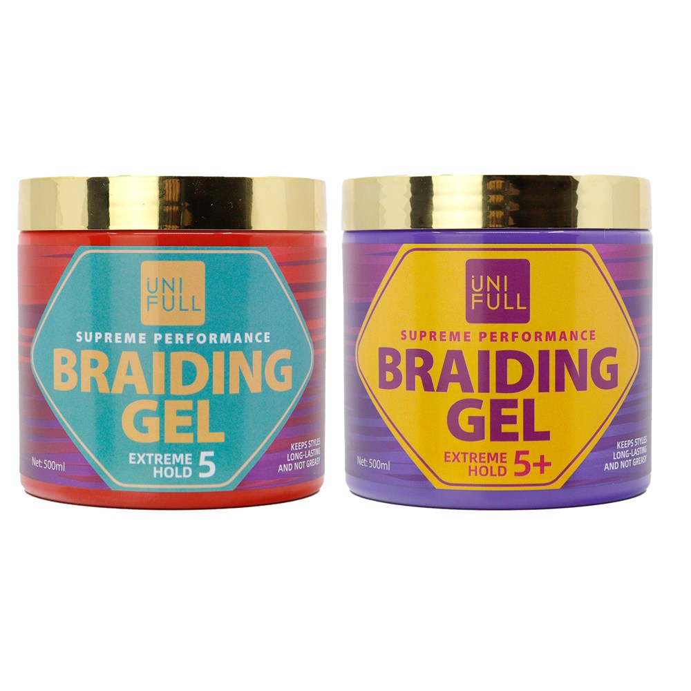 UNI FULL Braiding Gel Display [Extreme Hold 5 &amp; 5+] (500ml, 6+6 pcs)