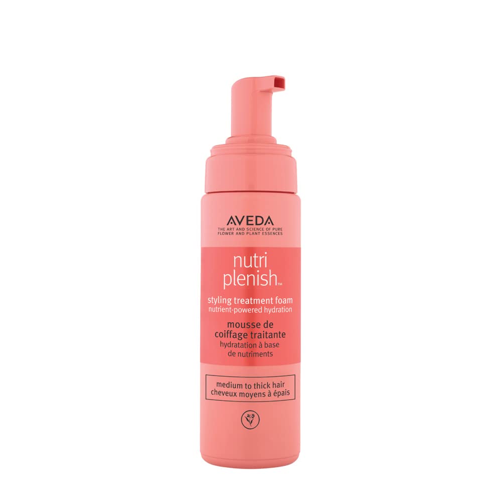 Light Coral AVEDA Nutriplenish Styling Treatment Foam | Soft Hold Styling Foam for Medium to Thick Dry Hair | Hydrates and Nourishes | 94% Naturally Derived*, 6.7 Fl Oz