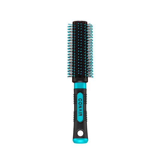 White Smoke Conair Grip & Style Round Brush, Nylon Bristle Hair Brush for Blowout Styling, Ideal for Coarse, Curly, Wavy Hair, Color May Vary