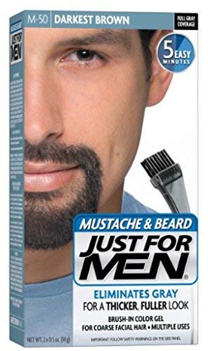White Smoke Just for Men Color Gel Mustache & Beard, M 50 Darkest Brown 1 Ea