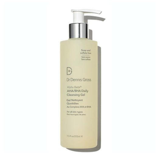 Light Gray Dr Dennis Gross Alpha Beta® AHA/BHA Daily Cleansing Gel, for Skin That is Dull, Congested and Uneven Tone & Texture (7.5 Fl Oz)