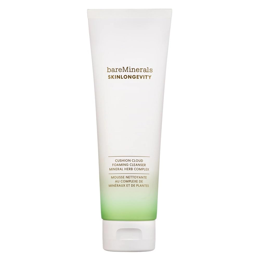 Lavender bareMinerals SKINLONGEVITY Cushion Cloud Cream-to-Foam Face Cleanser, 4 oz