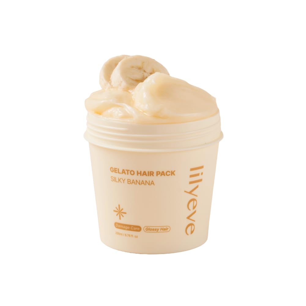 White Smoke lilyeve REPAIRTURN Gelato Hair Pack, Milk, Egg & Protein for Hair Repair, Hair Mask for Split End Smoothing, Damaged Hair Treatment, Boost Hair Elasticity - Korean Hair Care, Silky Banana 6.76 fl.oz