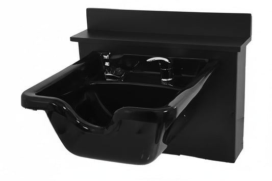 Black Black Square Mounted ABS Plastic Shampoo Bowl Sink Black Cabinet TLC-B11-BC16