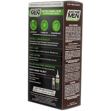 Black Just For Men Shampoo-In Hair Color - Real Black - 2 pk