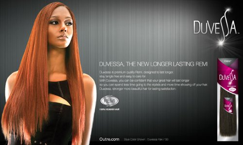 Black Duvessa OUTRE Remi Human Hair Weave Yaki 10" Color 1B Off Black