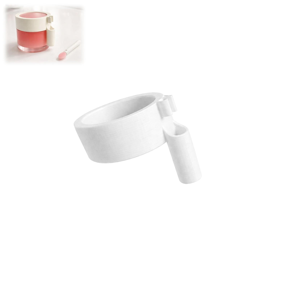 White Smoke Brush Holder for Laneige Lip Sleeping Mask, Cosmetic Brush Organizer, Jar Lid Clip Design, Countertop Storage, Compact Beauty Accessory