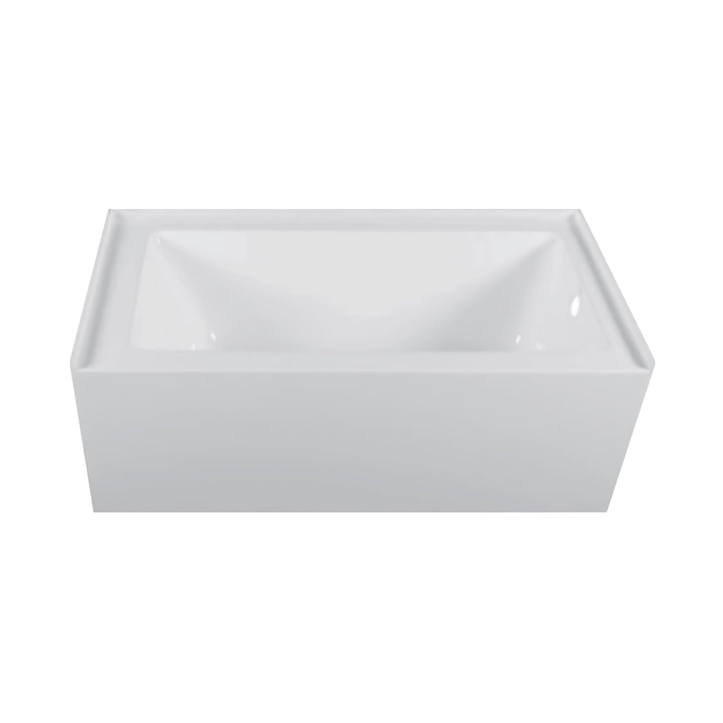 Gray Fine Fixtures Acrylic, Fiberglass Alcove Soaking Bathtub with Integral Apron Front in Glossy White - Right Hand Drain, 72" x 32"