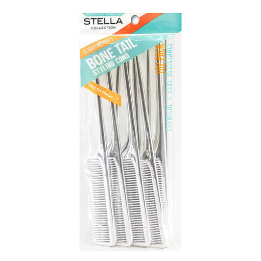 White Smoke MAGIC COLLECTION Bone Tail Comb Silver 12pcs Bulk Pack