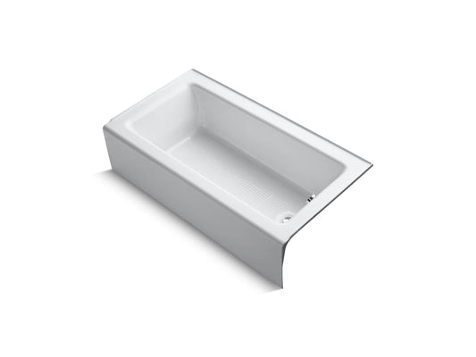 White Smoke KOHLER 876-0 Bellwether 60-Inch x 32-Inch Cast Iron Alcove Bathtub with Integral Apron and Right Hand Drain, White