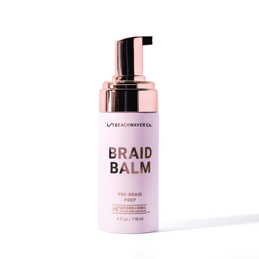 White Smoke The Beachwaver Co. Braid Balm Pre-Braid Prep - Full Size (4 Fl Oz) | Frizz-Taming Primer Foam | Strengthen and Reduce Flyaways w/HiX Vegan Bond Multipliers - For All Hair Types | Bondi Beach Day