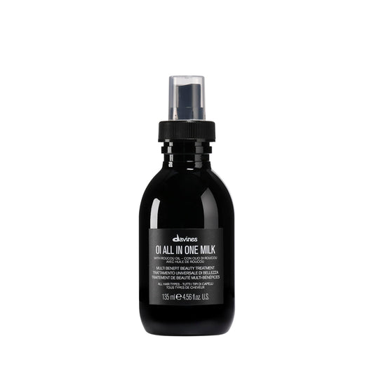 Black Davines OI All In One Milk, Hair Leave-in Milky Conditioner Multi-Function Spray Treatment - Detangles, Controls Frizz & Heat Protectant - Weightless Antioxidant Roucou Oil Formula, 4.56 Fl Oz