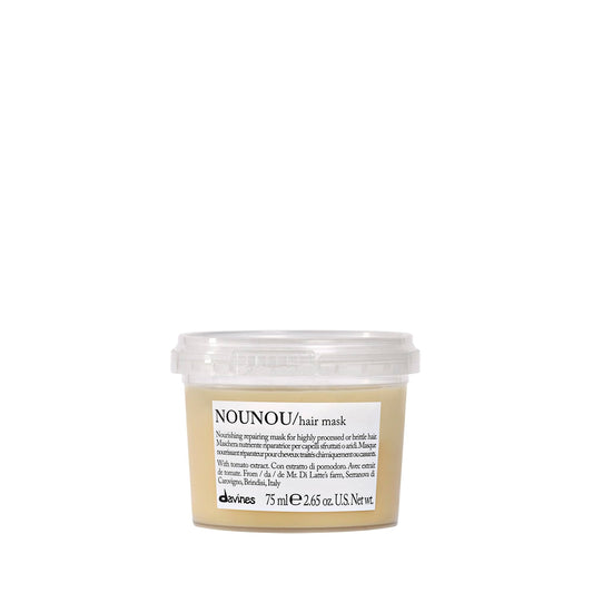 White Smoke Davines NOUNOU Hair Mask, Repairing Untangling Action for Highly-Processed, Chemically Treated, Dry, Damaged or Brittle Hair - Restores Hydration & Body, Travel Size, 2.54 Fl Oz