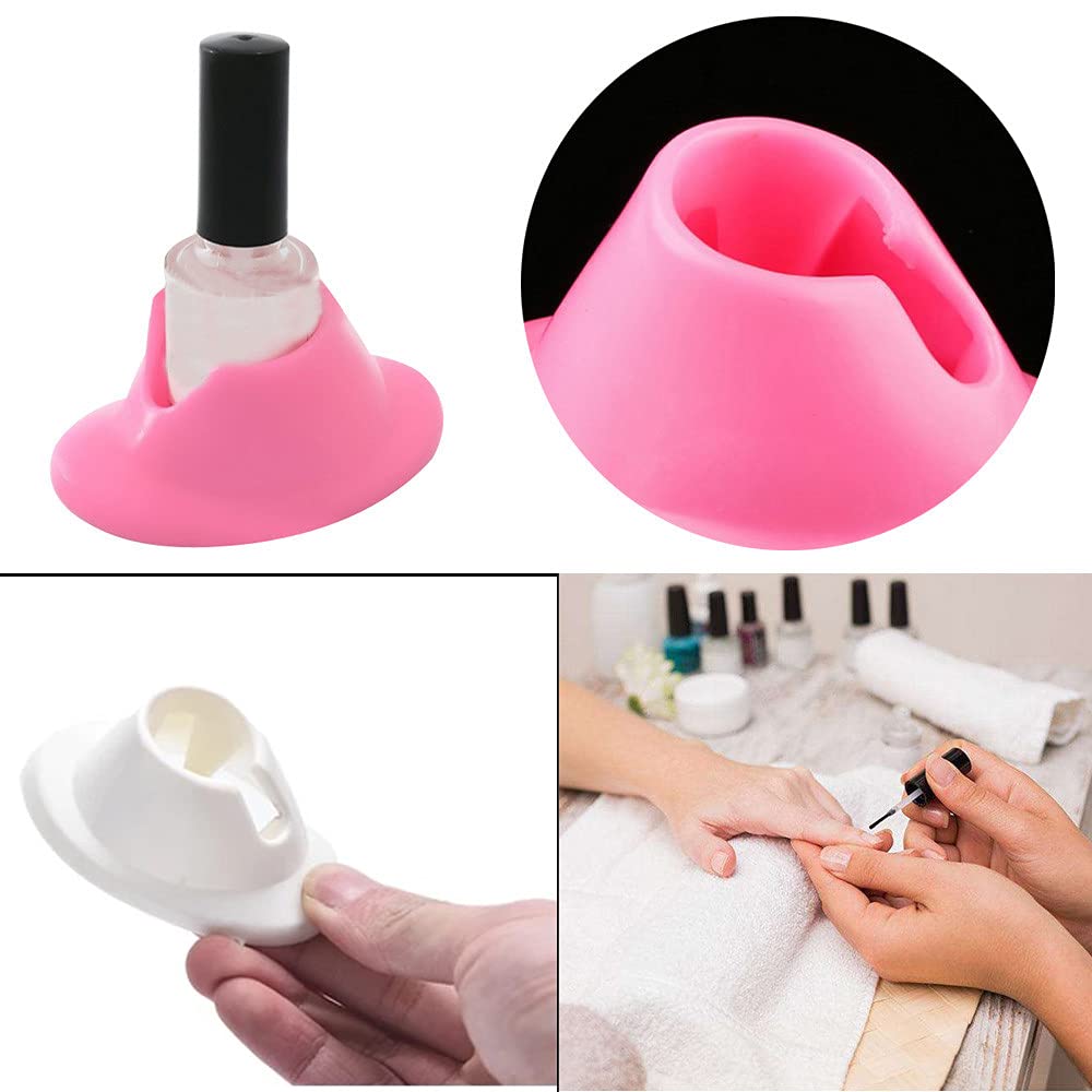 White Smoke SUKPSY 4 Pcs Soft Rubber Nail Polish Bottle Holder Anti-spill Bottle Stand Manicure Display Tools Nail Art Supplies for Nail Organizer Display