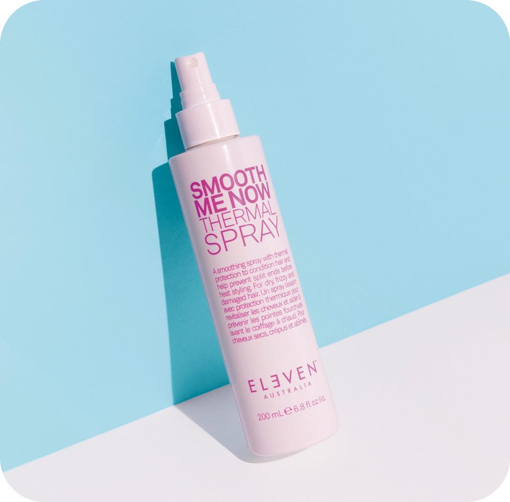 Light Blue ELEVEN AUSTRALIA Smooth Me Now Thermal Spray, Heat Protectant - 6.8 Fl Oz