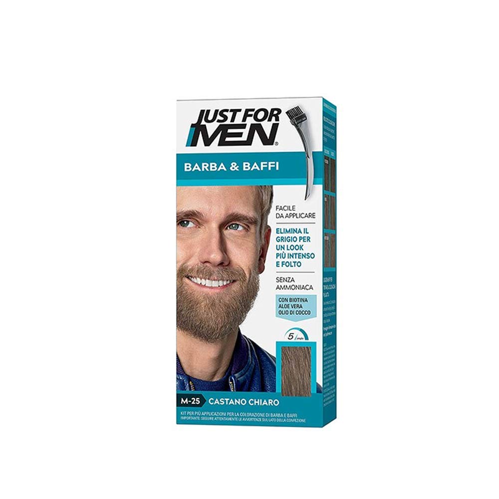 White Smoke Just for Men Brush-In Color Gel, Mustache & Beard M-25 Light Each, Brown