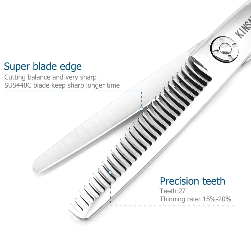 White Smoke Hair Thinning Scissors 5.75 Inch Hair Shears Professional Barber Scissors Sharp Hair Thinning Shears Convex Razor Edge 440c KINSARO for Hairdresser Barbershop or Home Use