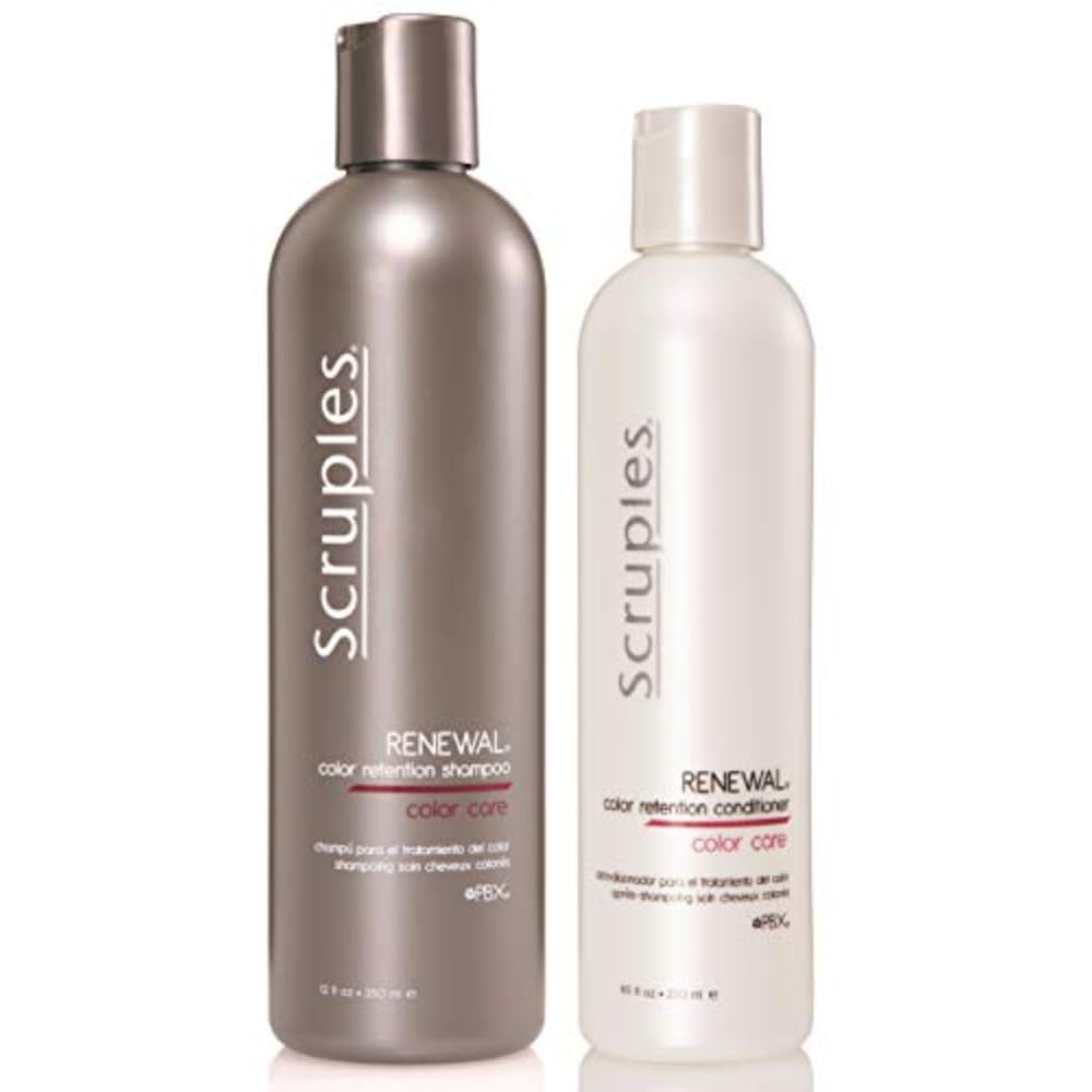 White Smoke Scruples Color Renewal Duo - Gentle Shampoo (12 oz) & Conditioner (8.5 oz) for Color-Treated Hair – Maintain Vibrancy & Shine